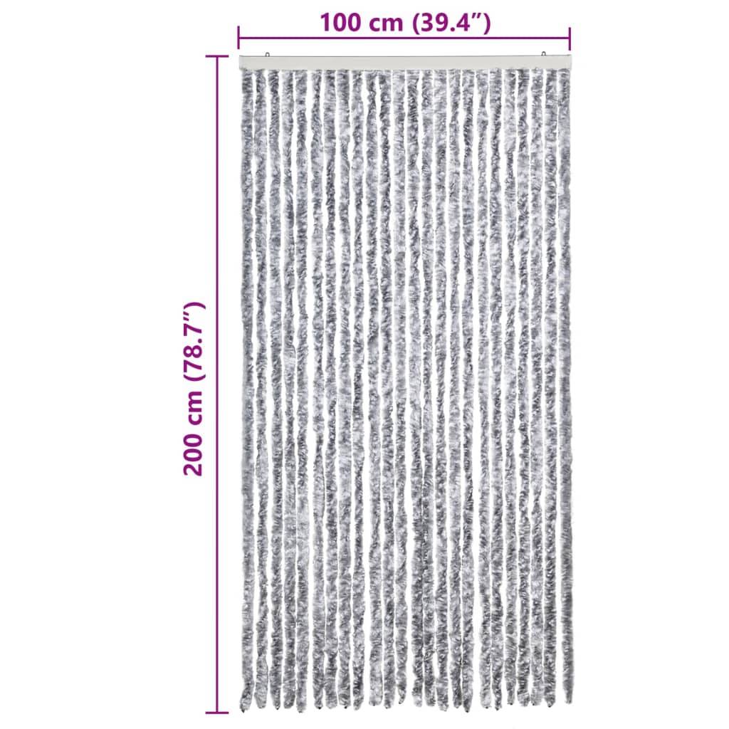 vidaXL Fliegenvorhang Weiß und Grau 100x200 cm Chenille