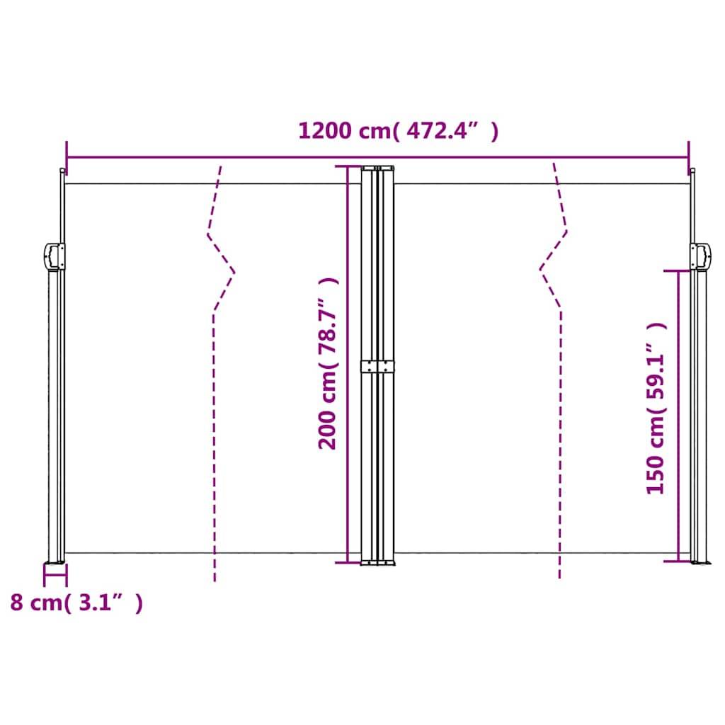 vidaXL Seitenmarkise Ausziehbar Anthrazit 200x1200 cm