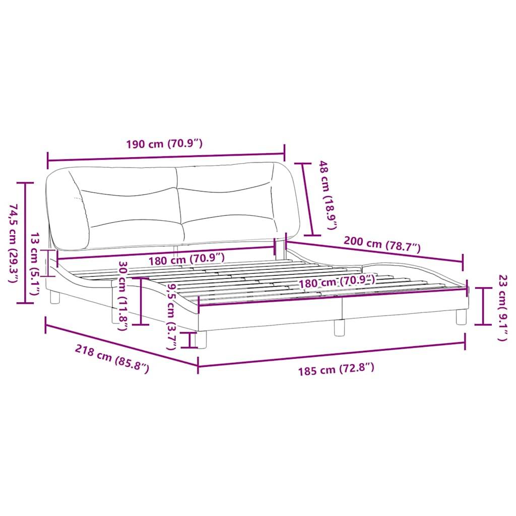 vidaXL Bettgestell ohne Matratze Dunkelgrau 180x200 cm Stoff