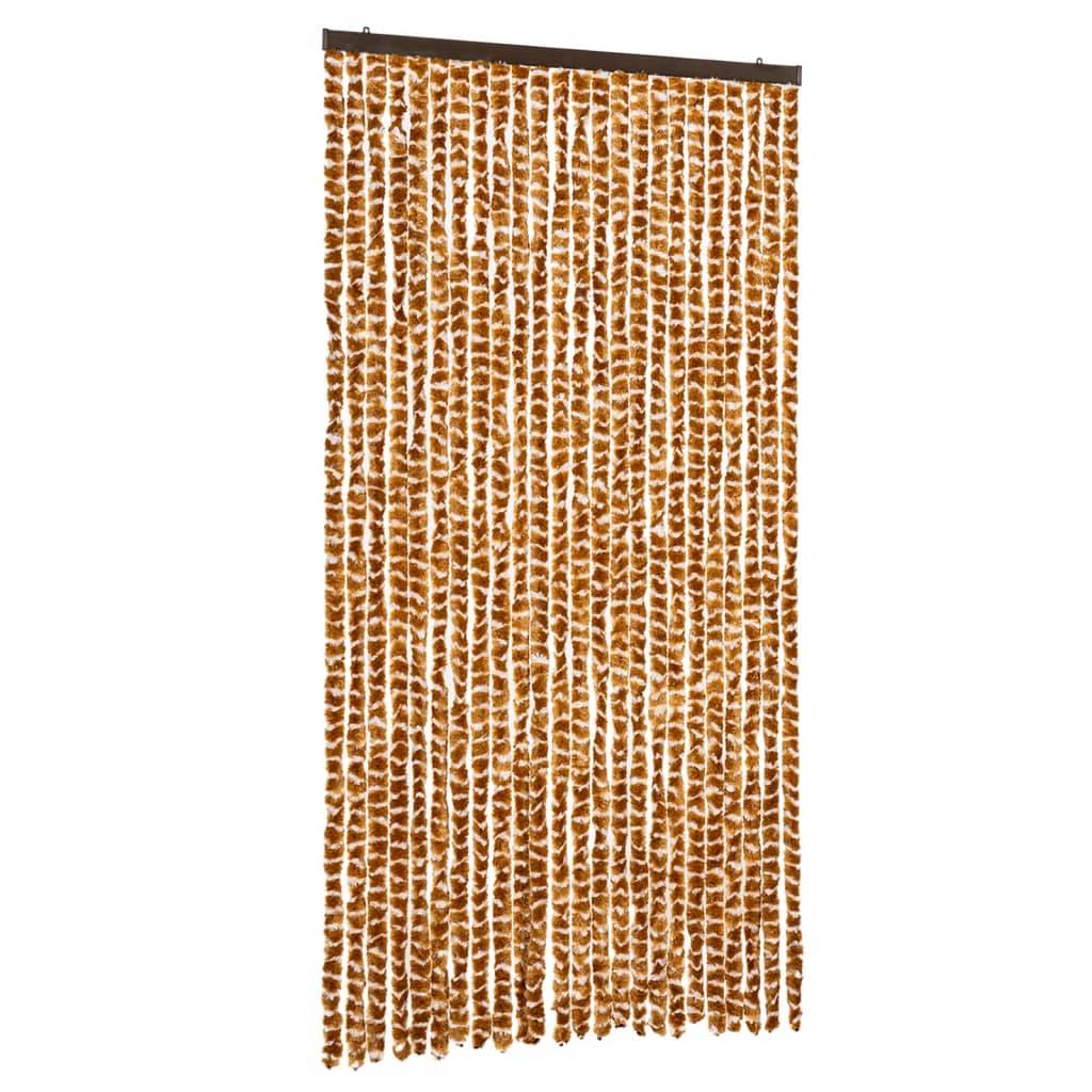 vidaXL Fliegenvorhang Ocker und Weiß 100x230 cm Chenille