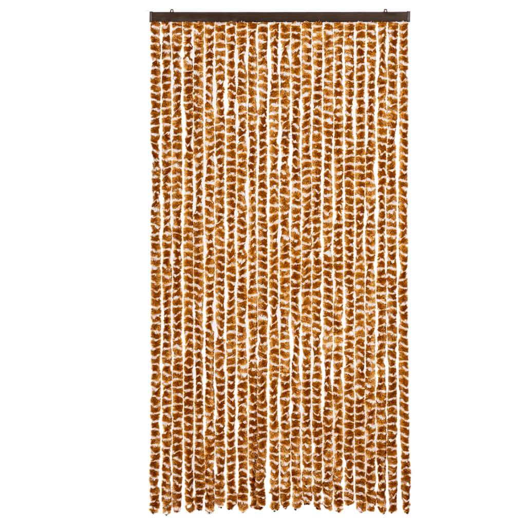 vidaXL Fliegenvorhang Ocker und Weiß 100x230 cm Chenille
