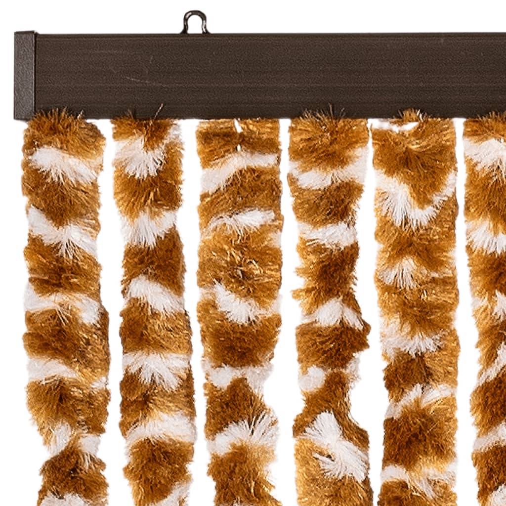 vidaXL Fliegenvorhang Ocker und Weiß 100x230 cm Chenille