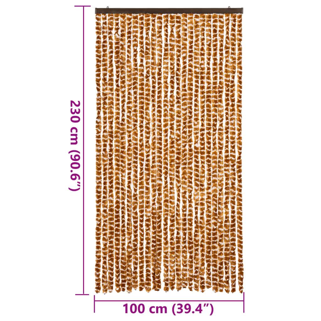 vidaXL Fliegenvorhang Ocker und Weiß 100x230 cm Chenille