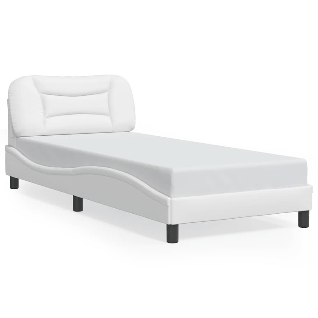 vidaXL Bettgestell mit Kopfteil Weiß 90x190 cm Kunstleder