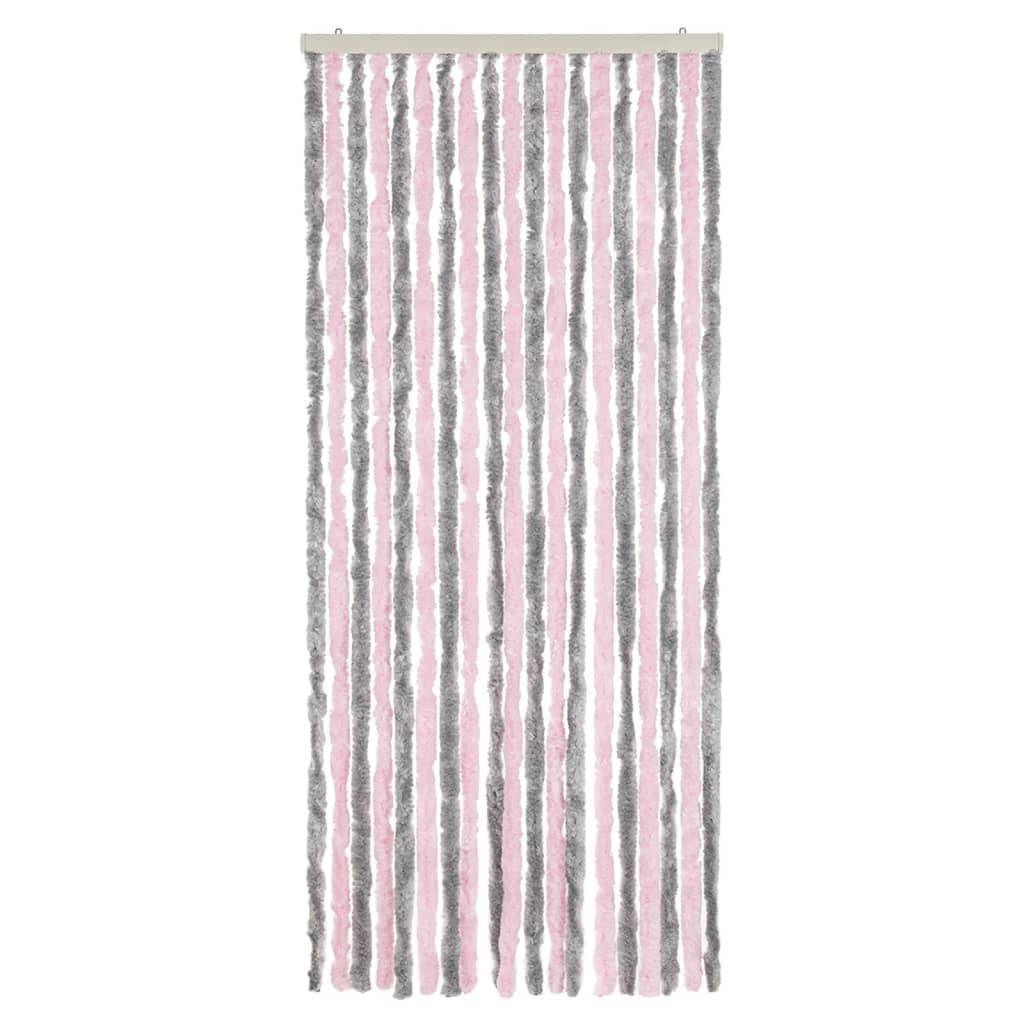 vidaXL Fliegenvorhang Silbergrau und Rosa 56x185 cm Chenille