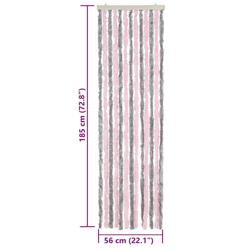 vidaXL Fliegenvorhang Silbergrau und Rosa 56x185 cm Chenille