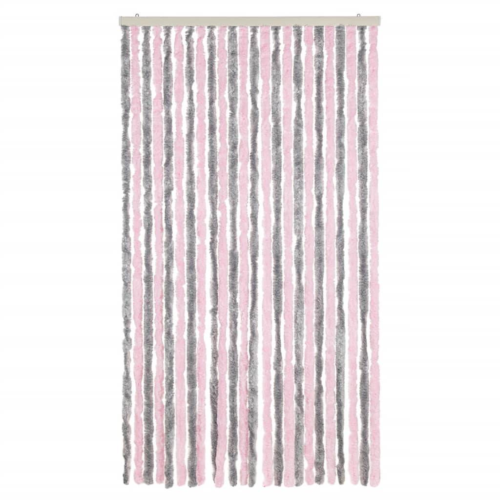 vidaXL Fliegenvorhang Silbergrau und Rosa 100x220 cm Chenille