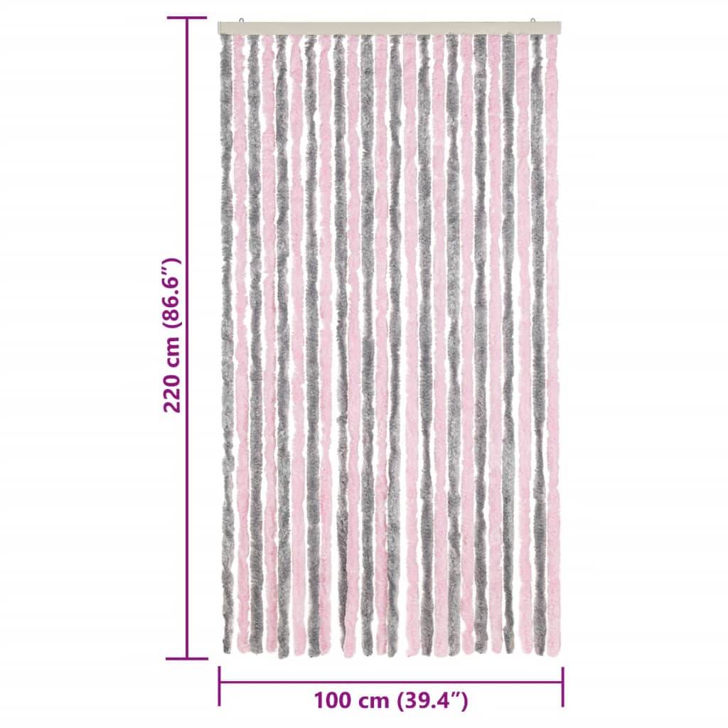 vidaXL Fliegenvorhang Silbergrau und Rosa 100x220 cm Chenille