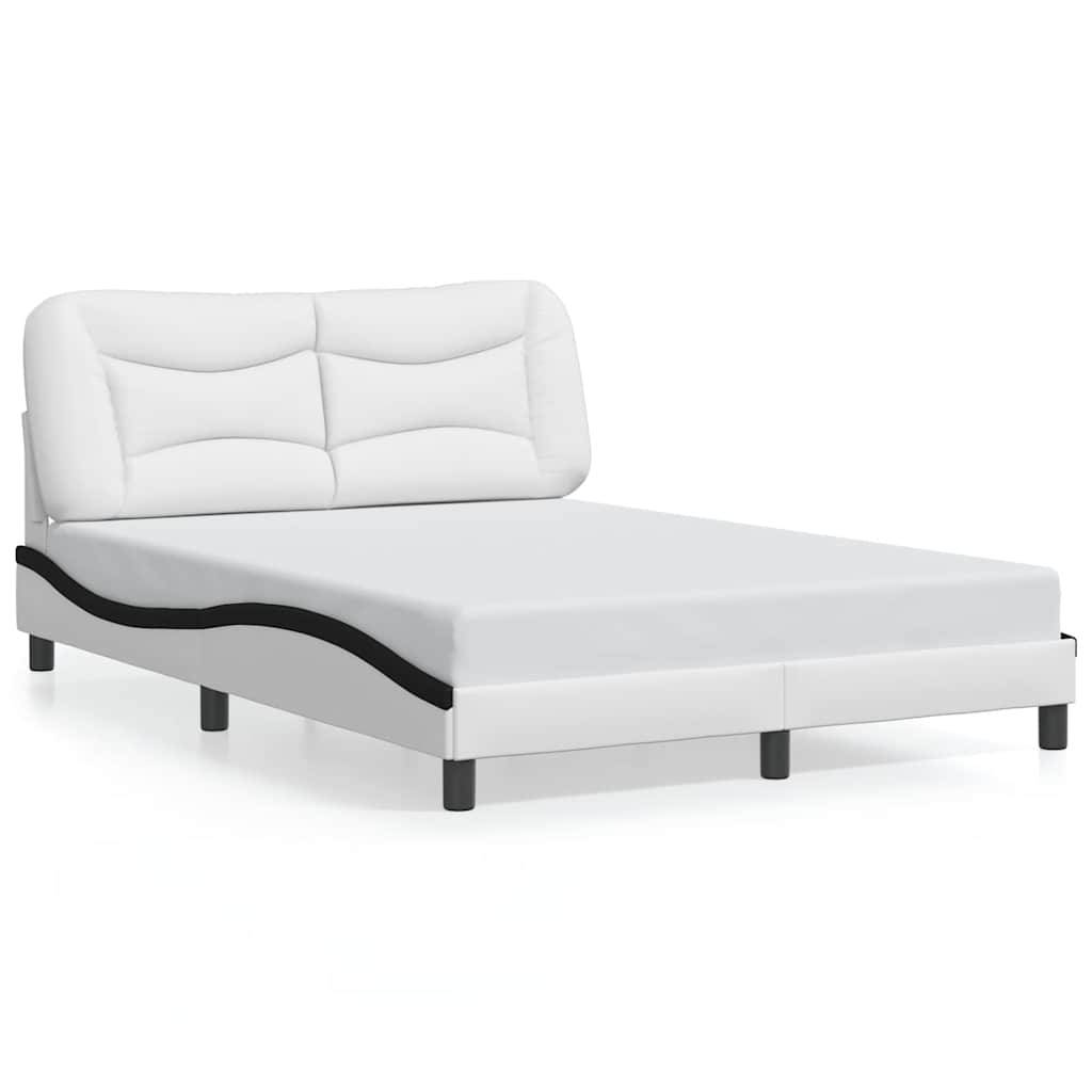 vidaXL Bettgestell mit Kopfteil Weiß und Schwarz 140x190 cm Kunstleder