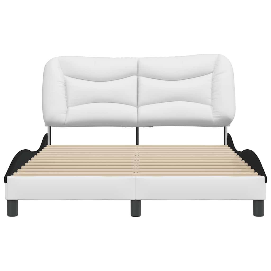 vidaXL Bettgestell mit Kopfteil Weiß und Schwarz 140x190 cm Kunstleder