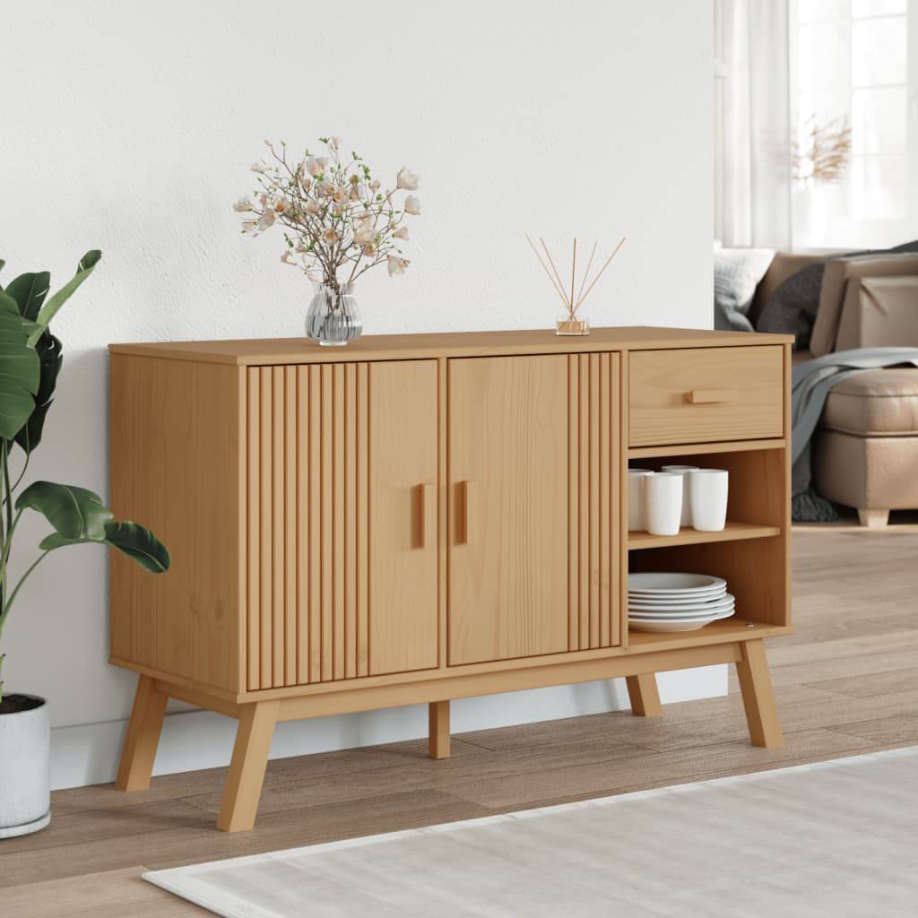 vidaXL Sideboard OLDEN Braun 114x43x73,5 cm Massivholz Kiefer