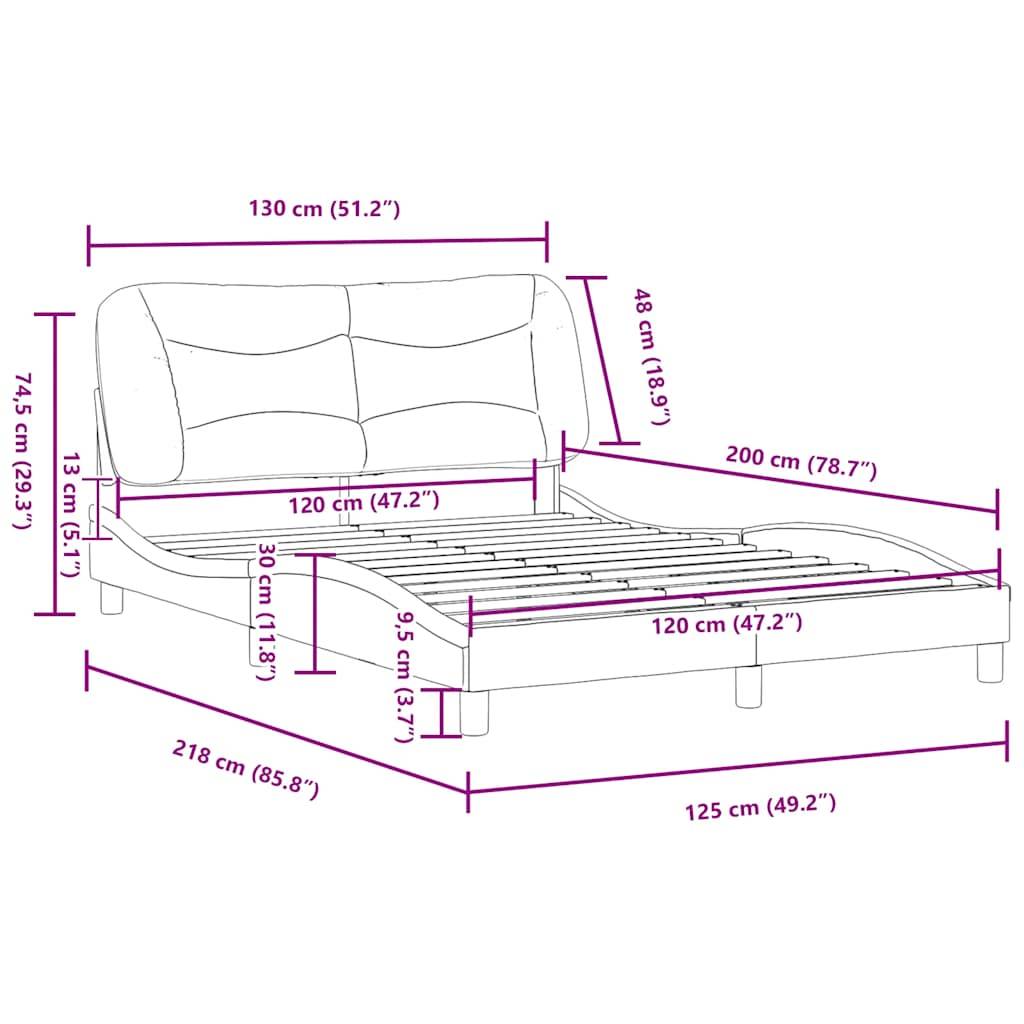 vidaXL Bettgestell ohne Matratze Schwarz 120x200 cm Stoff