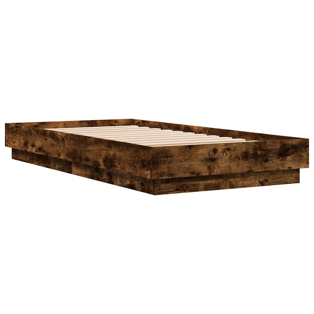 vidaXL Bettgestell mit LED Räuchereiche 75x190 cm