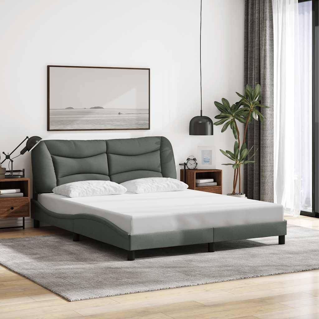 vidaXL Bettgestell ohne Matratze Dunkelgrau 160x200 cm Stoff