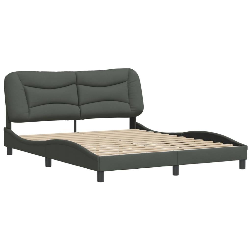 vidaXL Bettgestell ohne Matratze Dunkelgrau 160x200 cm Stoff