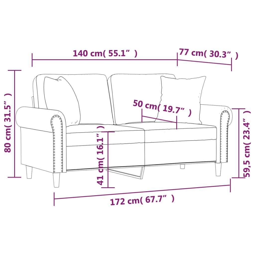 vidaXL 2-Sitzer-Sofa mit Zierkissen Rosa 140 cm Samt