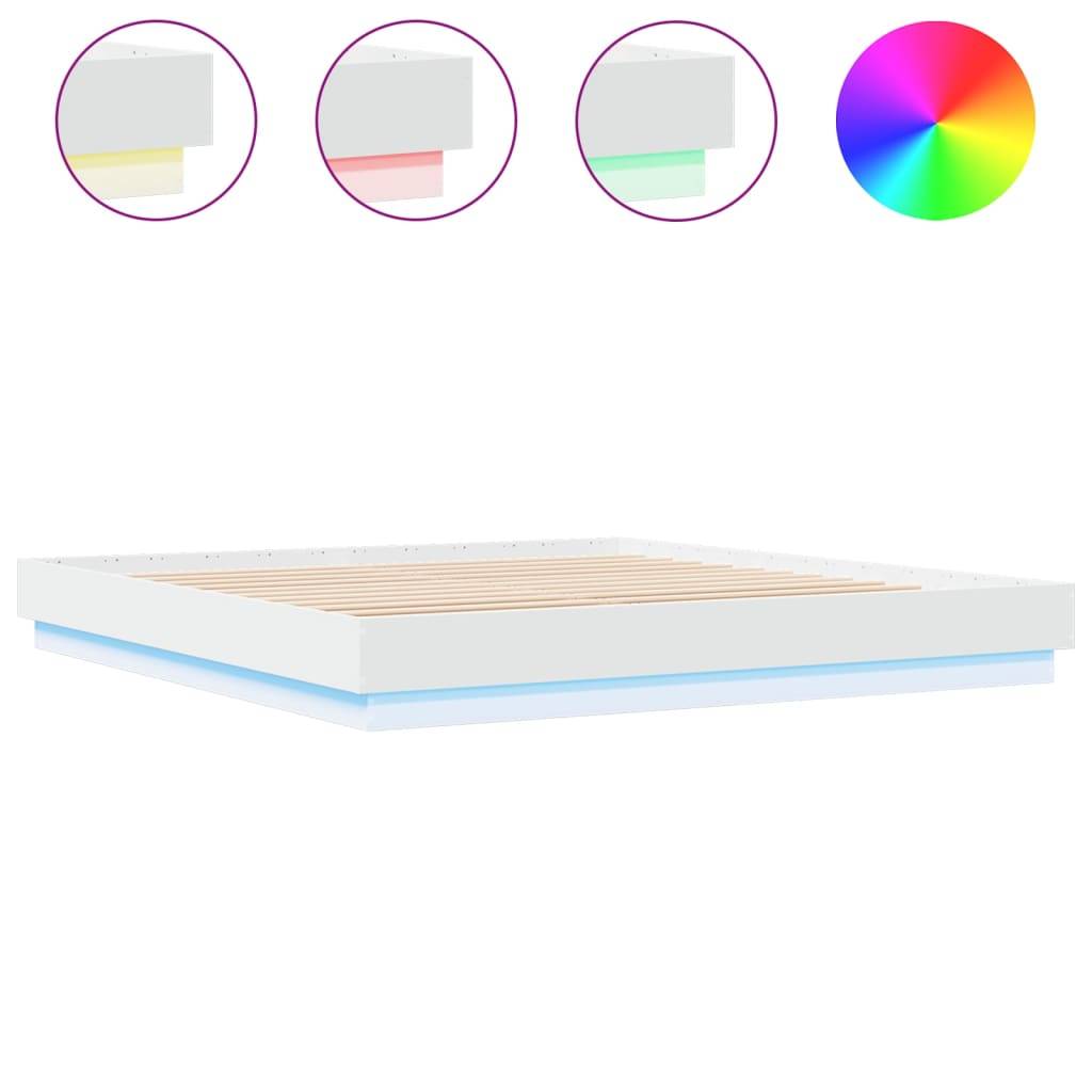 vidaXL Bettgestell mit LED Weiß 200x200 cm