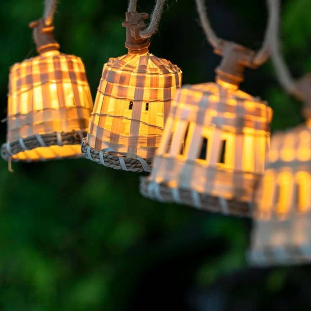 LED Solar Akku Lichterkette Aurora Guirnalda in Natur-hell 10x 0,2W 350lm IP44 mit Dämmerungssensor