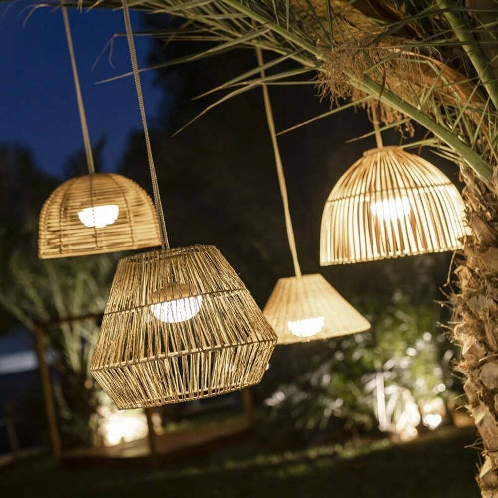 LED Akku Pendelleuchte Sisine in Natur 9W 900lm IP54