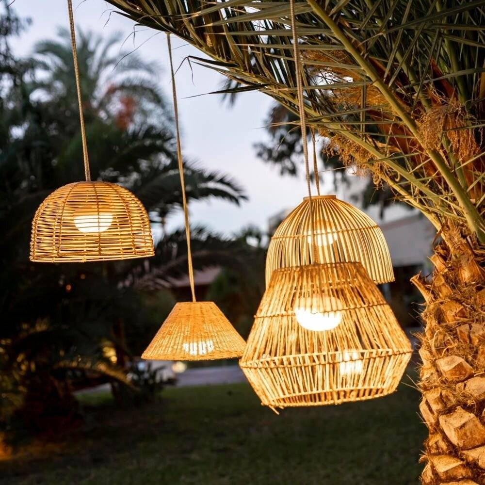 LED Akku Pendelleuchte Sisine in Natur 9W 900lm IP54