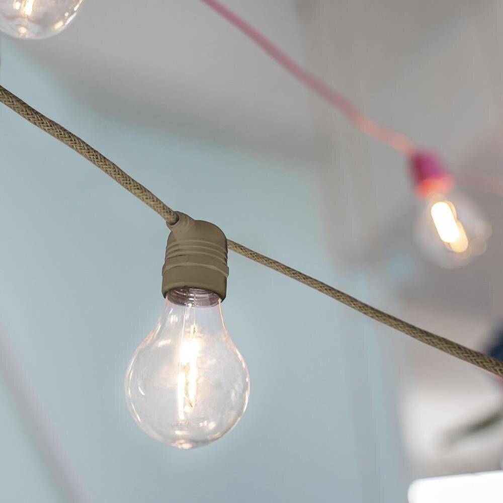 LED Solar Akku Lichterkette Allegra Guirnalda in Beige 10x 0,2W 350lm E27 10-flammig IP44 mit Dämmerungssensor