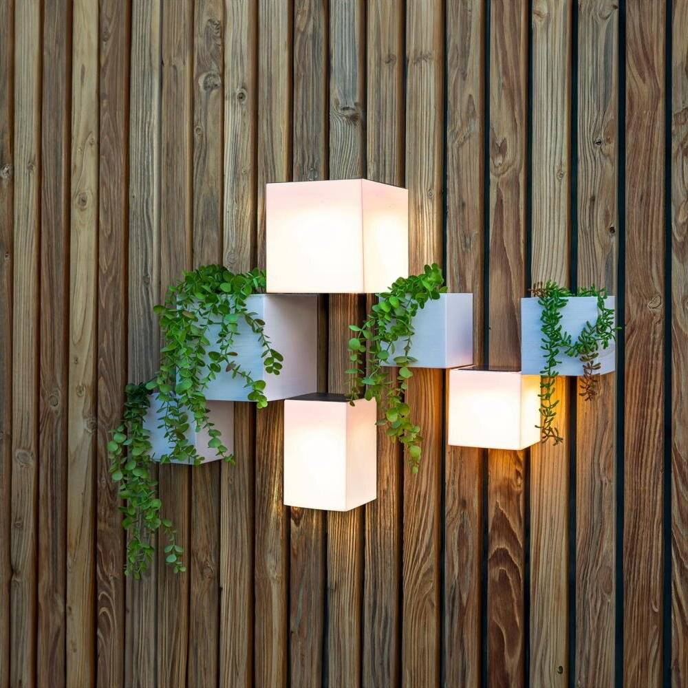 LED Solar Wandleuchte Wally 12 in Weiß und Schwarz 5W 500lm IP65 mit Dämmerungssensor