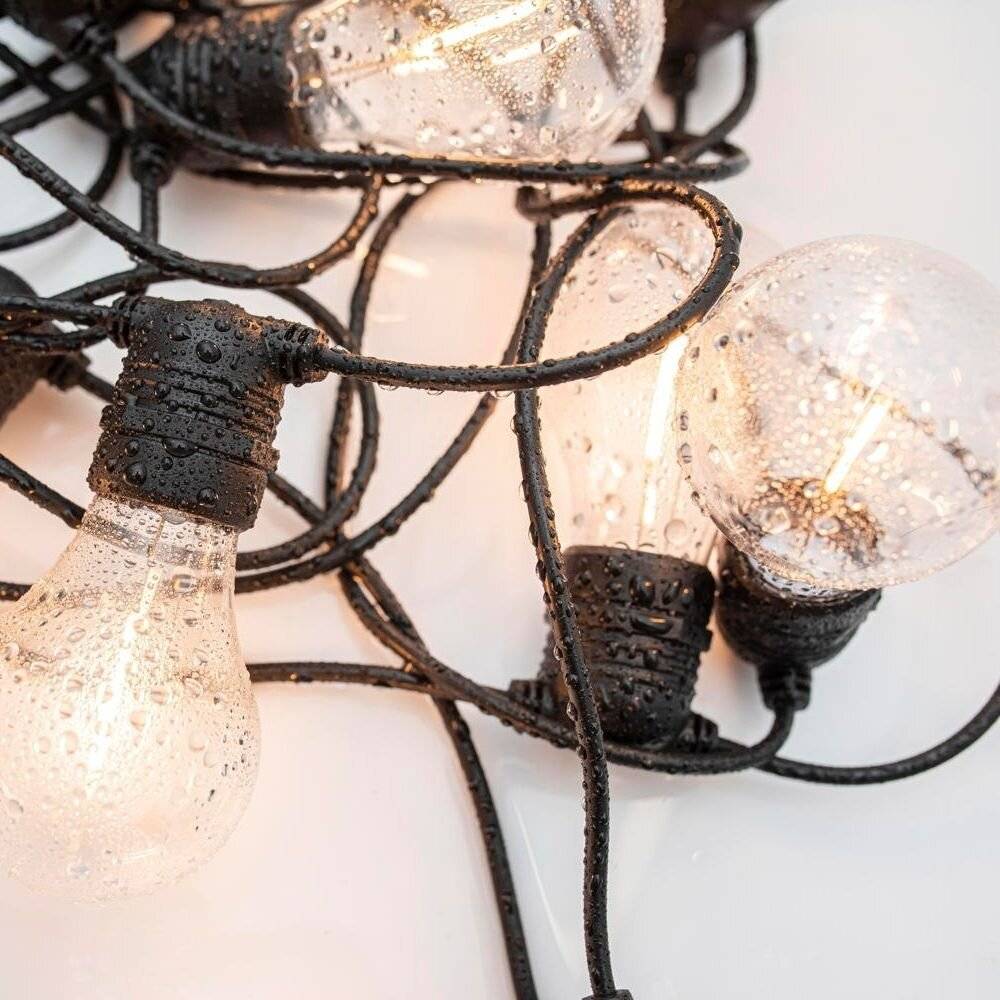 LED Lichterkette Allegra Guirnalda in Schwarz 10x 0,2W 350lm E27 10-flammig IP44