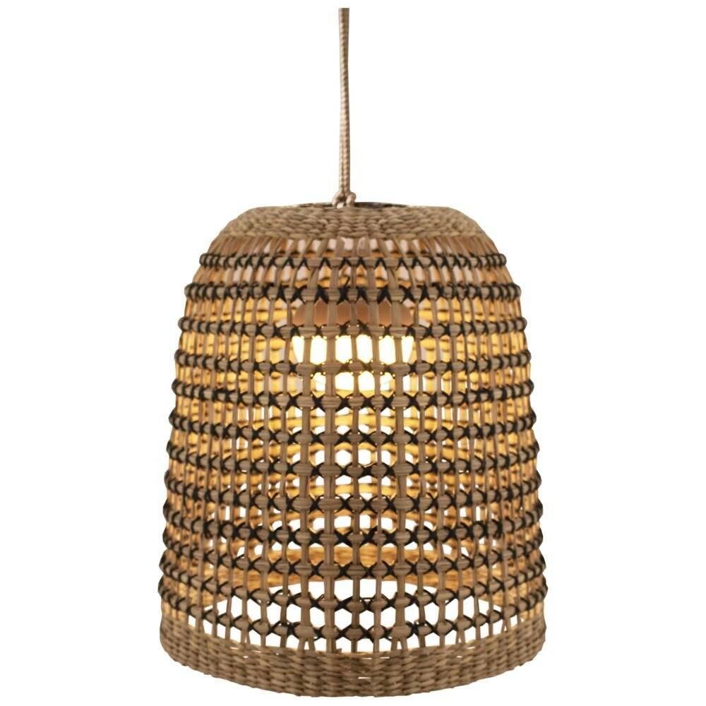 LED Akku Pendelleuchte Positano 35 in Natur und Schwarz 9W 900lm IP54