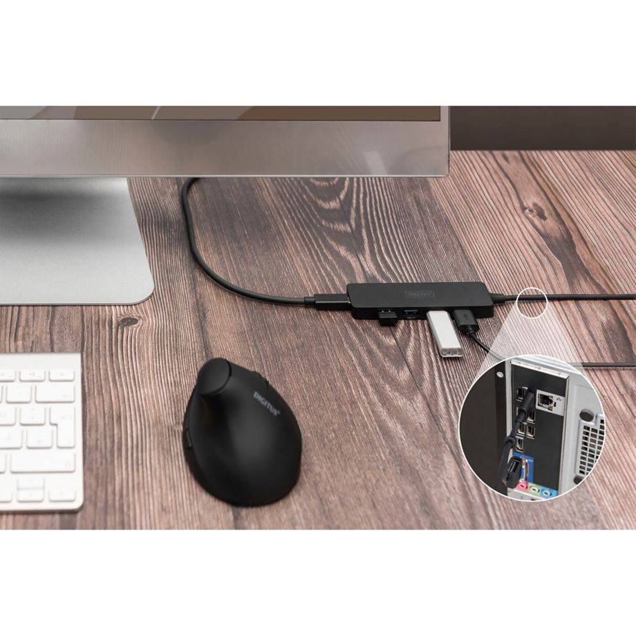 Digitus DA-70236 4 Port USB 3.0-Hub mit USB-C® Stecker Schwarz