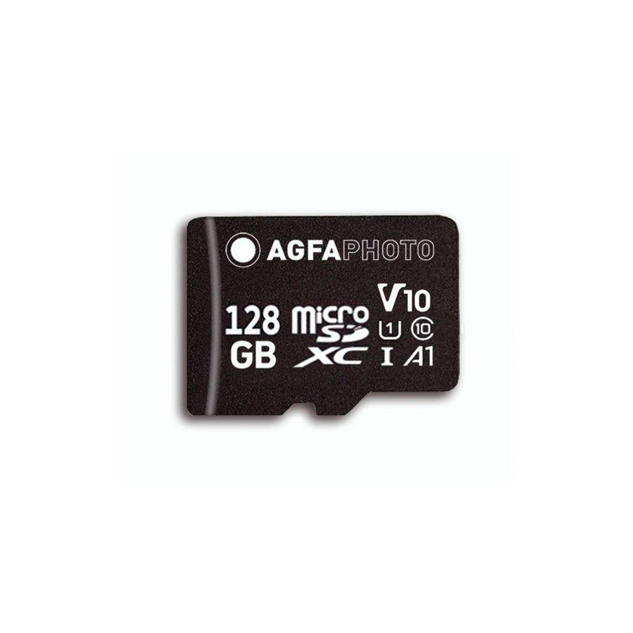 AgfaPhoto MicroSDXC UHS-I 128GB High Speed Class 10 U1 V10 (10583) - Extended Capacity SD (MicroSDHC