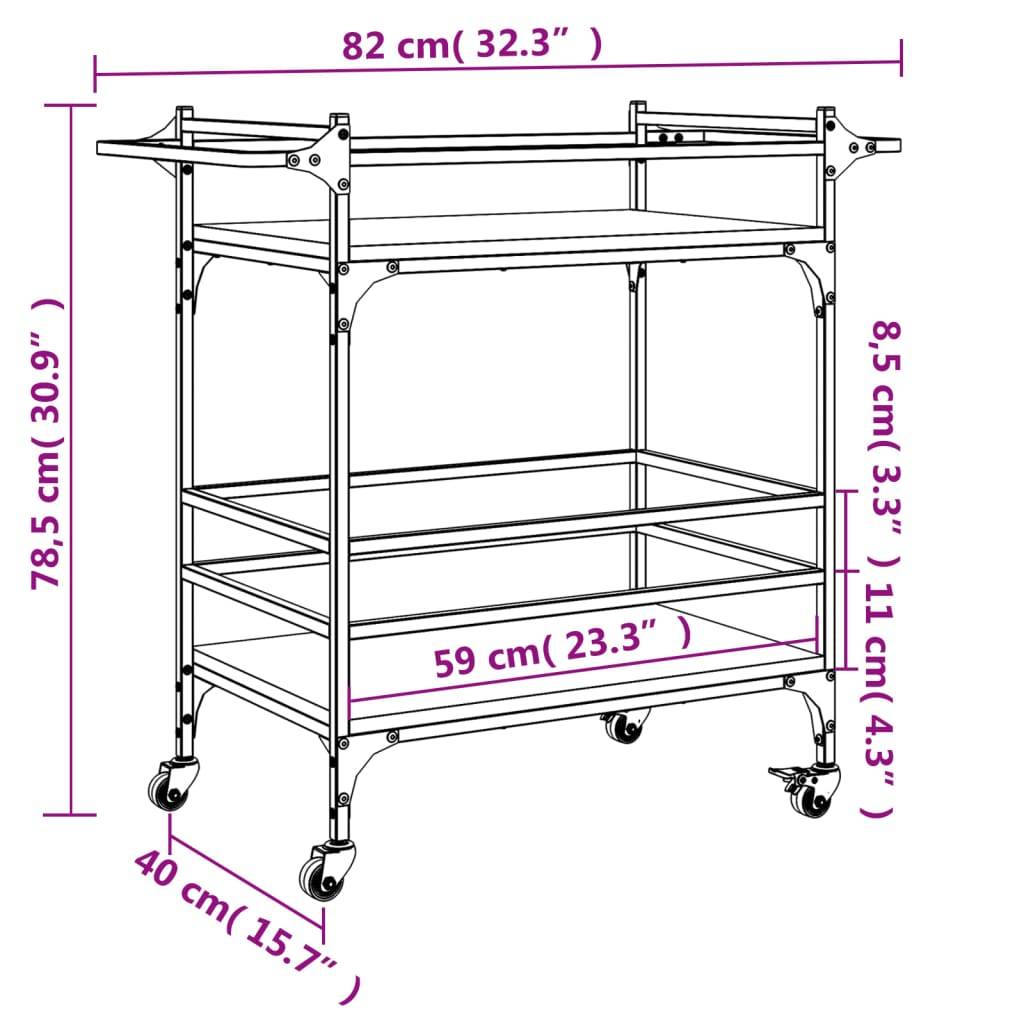 vidaXL Küchenwagen Räuchereiche 82x40x78,5 cm Holzwerkstoff