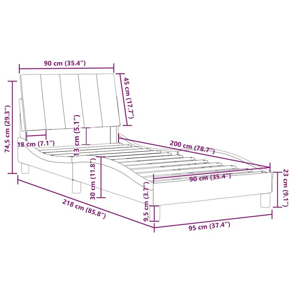 vidaXL Bettgestell mit Kopfteil Schwarz 90x200 cm Samt