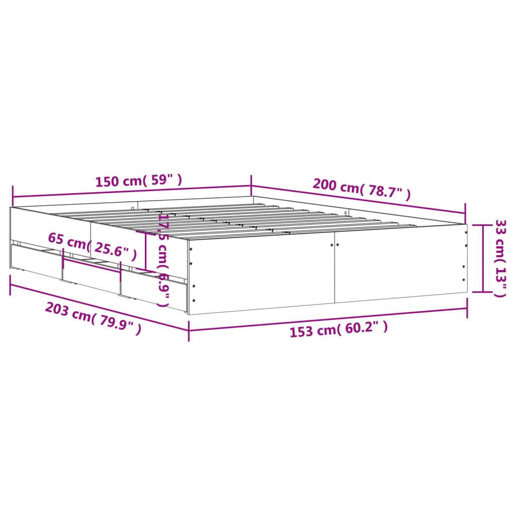 vidaXL Bettgestell mit Schubladen Schwarz 150x200 cm Holzwerkstoff