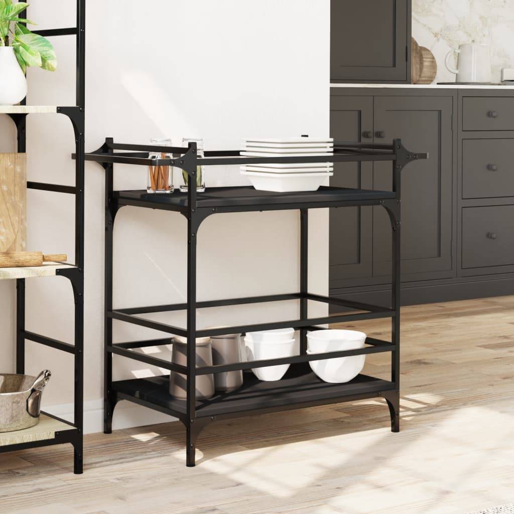 vidaXL Küchenwagen Schwarz 82x40x78,5 cm Holzwerkstoff