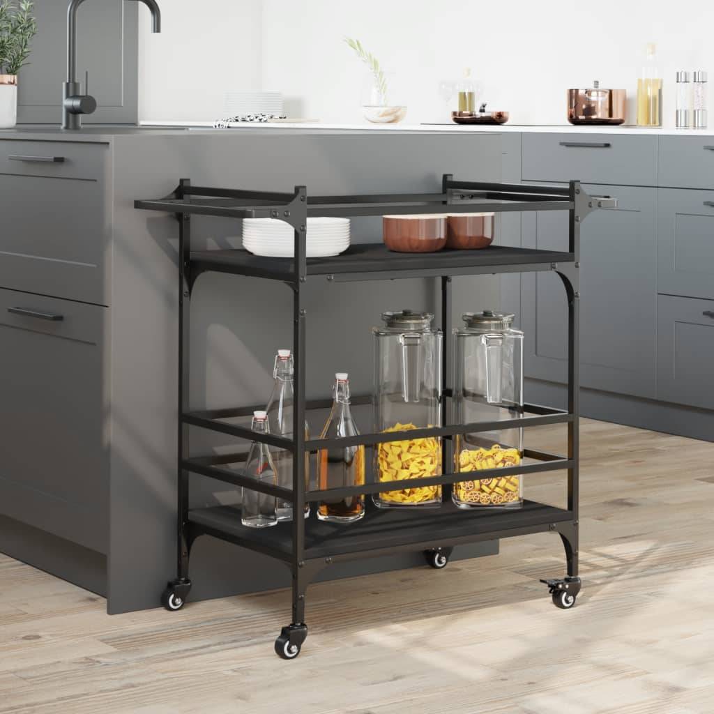 vidaXL Küchenwagen Schwarz 82x40x78,5 cm Holzwerkstoff