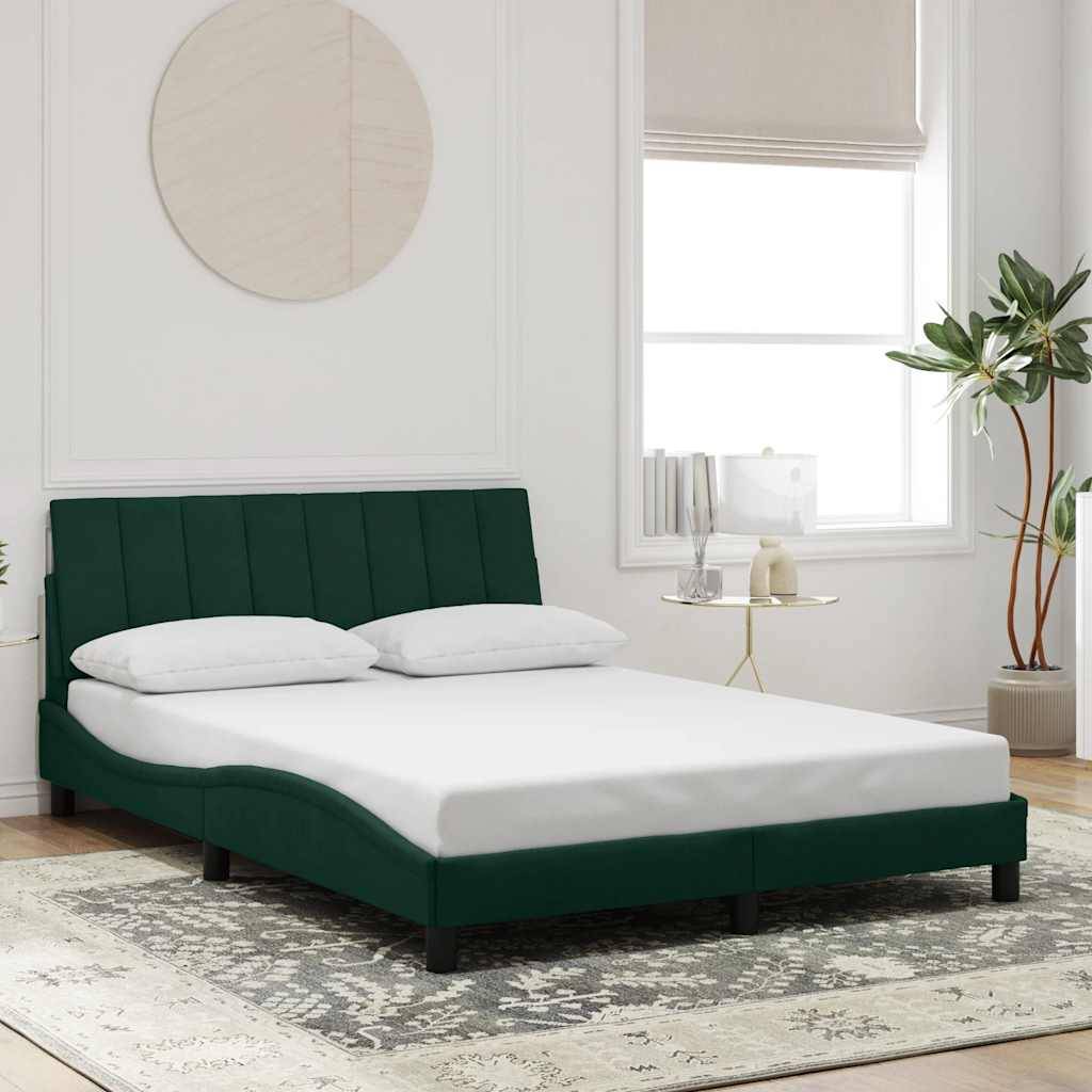 vidaXL Bettgestell ohne Matratze Dunkelgrün 120x200 cm Samt