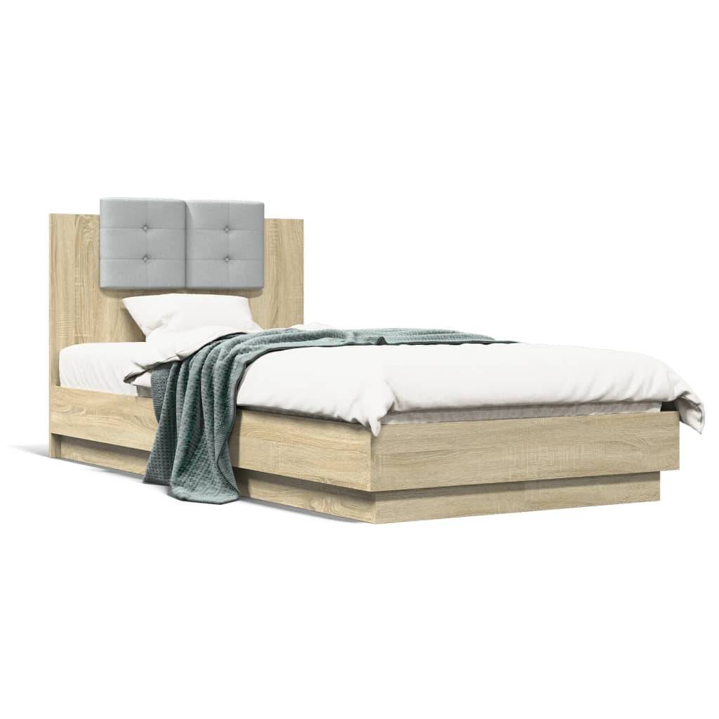 vidaXL Bettgestell mit Kopfteil Sonoma-Eiche 90x190 cm Holzwerkstoff