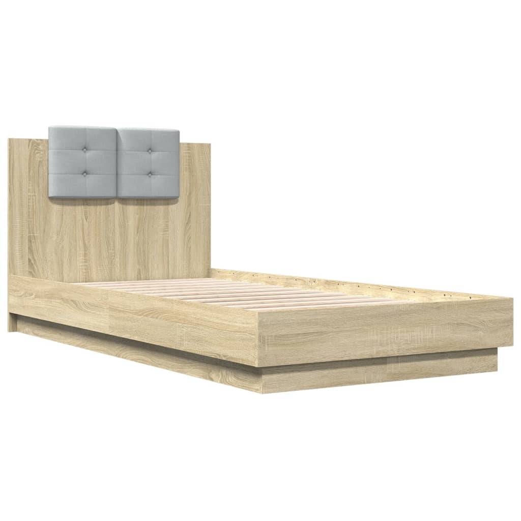 vidaXL Bettgestell mit Kopfteil Sonoma-Eiche 90x190 cm Holzwerkstoff