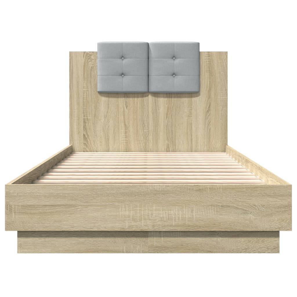 vidaXL Bettgestell mit Kopfteil Sonoma-Eiche 90x190 cm Holzwerkstoff