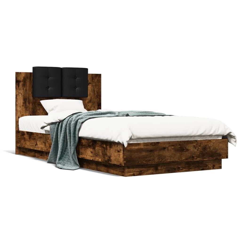 vidaXL Bettgestell mit Kopfteil Räuchereiche 75x190 cm Holzwerkstoff