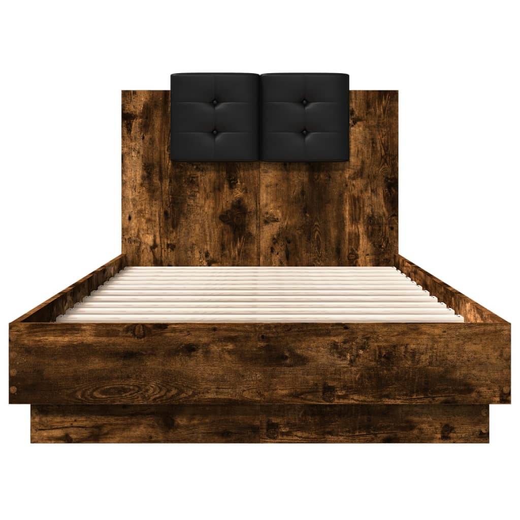 vidaXL Bettgestell mit Kopfteil Räuchereiche 75x190 cm Holzwerkstoff