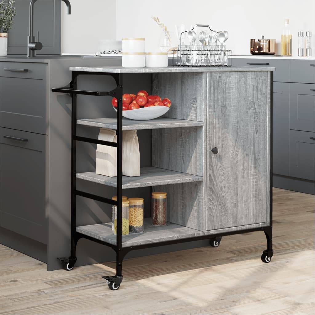 vidaXL Küchenwagen Grau Sonoma 87,5x38,5x84,5 cm Holzwerkstoff
