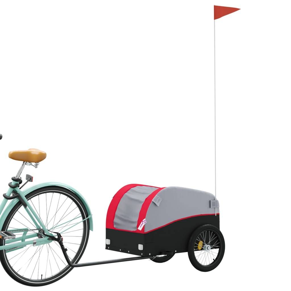 vidaXL Fahrradanhänger Schwarz und Rot 30 kg Eisen