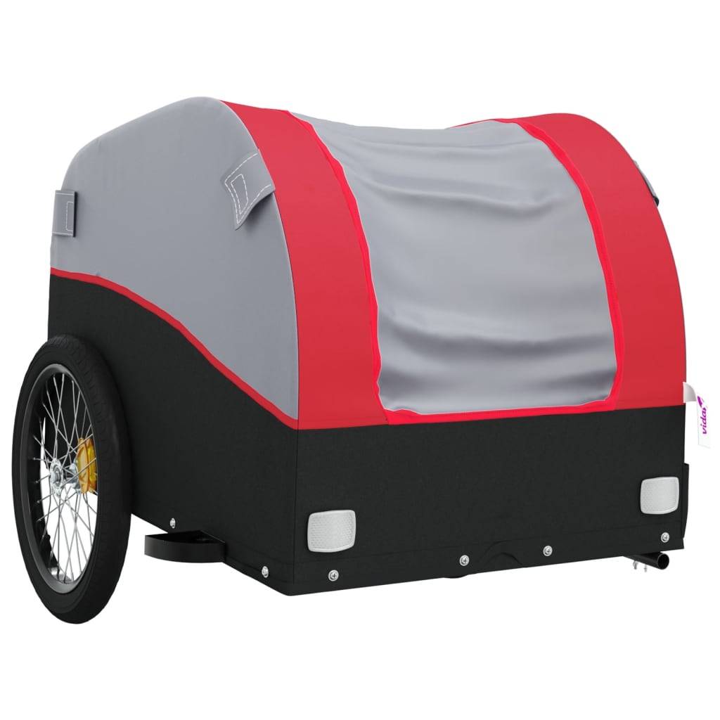 vidaXL Fahrradanhänger Schwarz und Rot 30 kg Eisen
