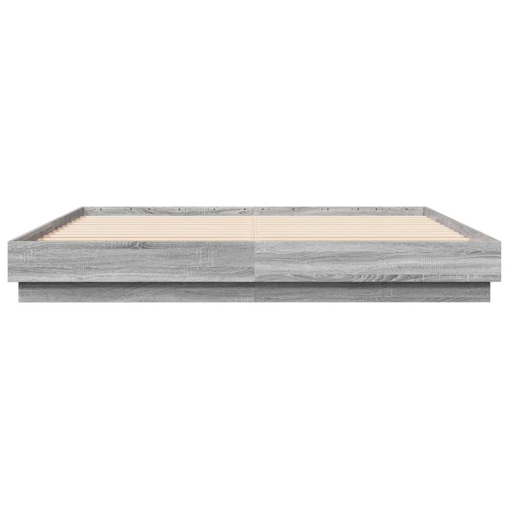 vidaXL Bettgestell Grau Sonoma 200x200 cm Holzwerkstoff