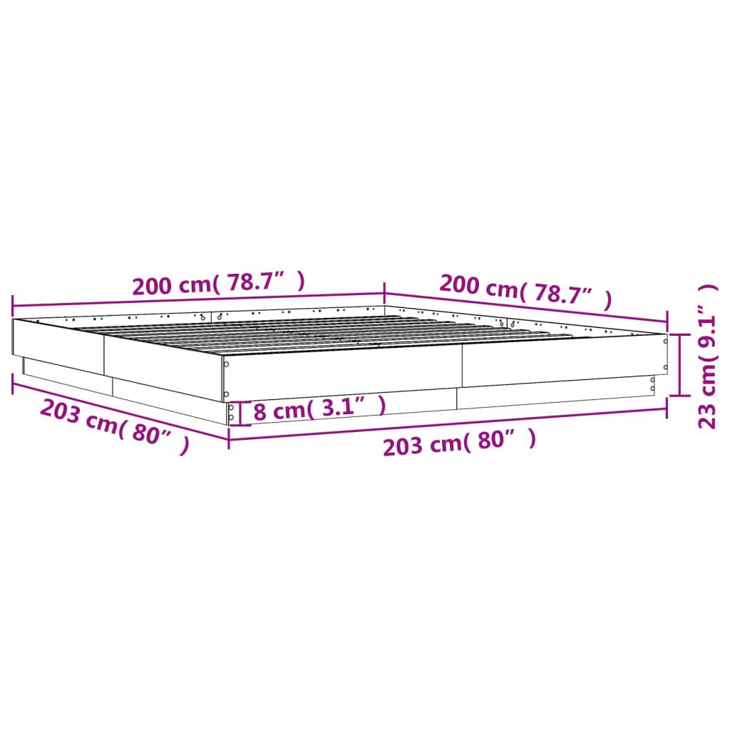 vidaXL Bettgestell Grau Sonoma 200x200 cm Holzwerkstoff