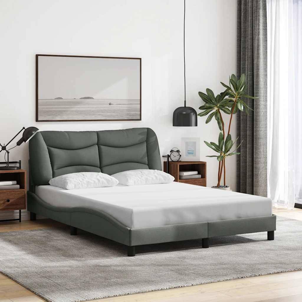 vidaXL Bettgestell ohne Matratze Dunkelgrau 140x190 cm Stoff