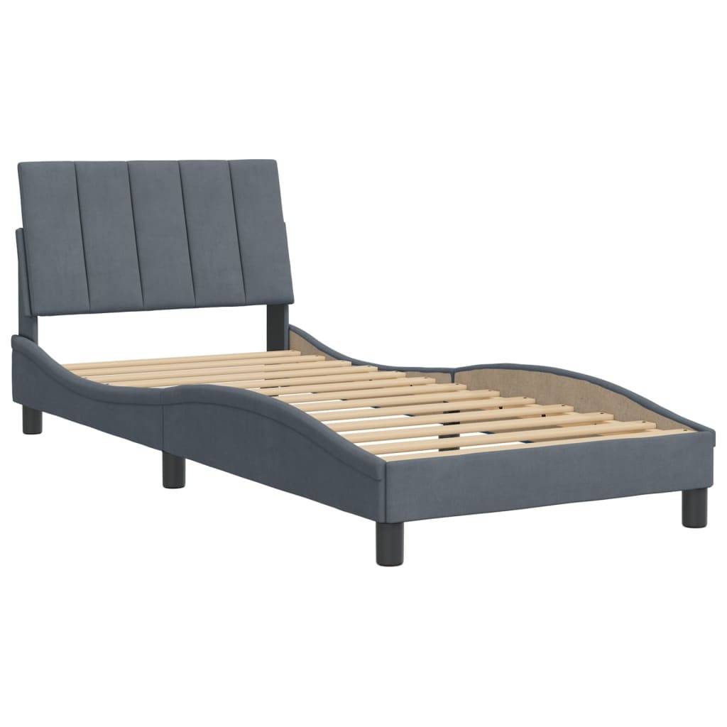 vidaXL Bettgestell ohne Matratze Dunkelgrau 80x200 cm Samt