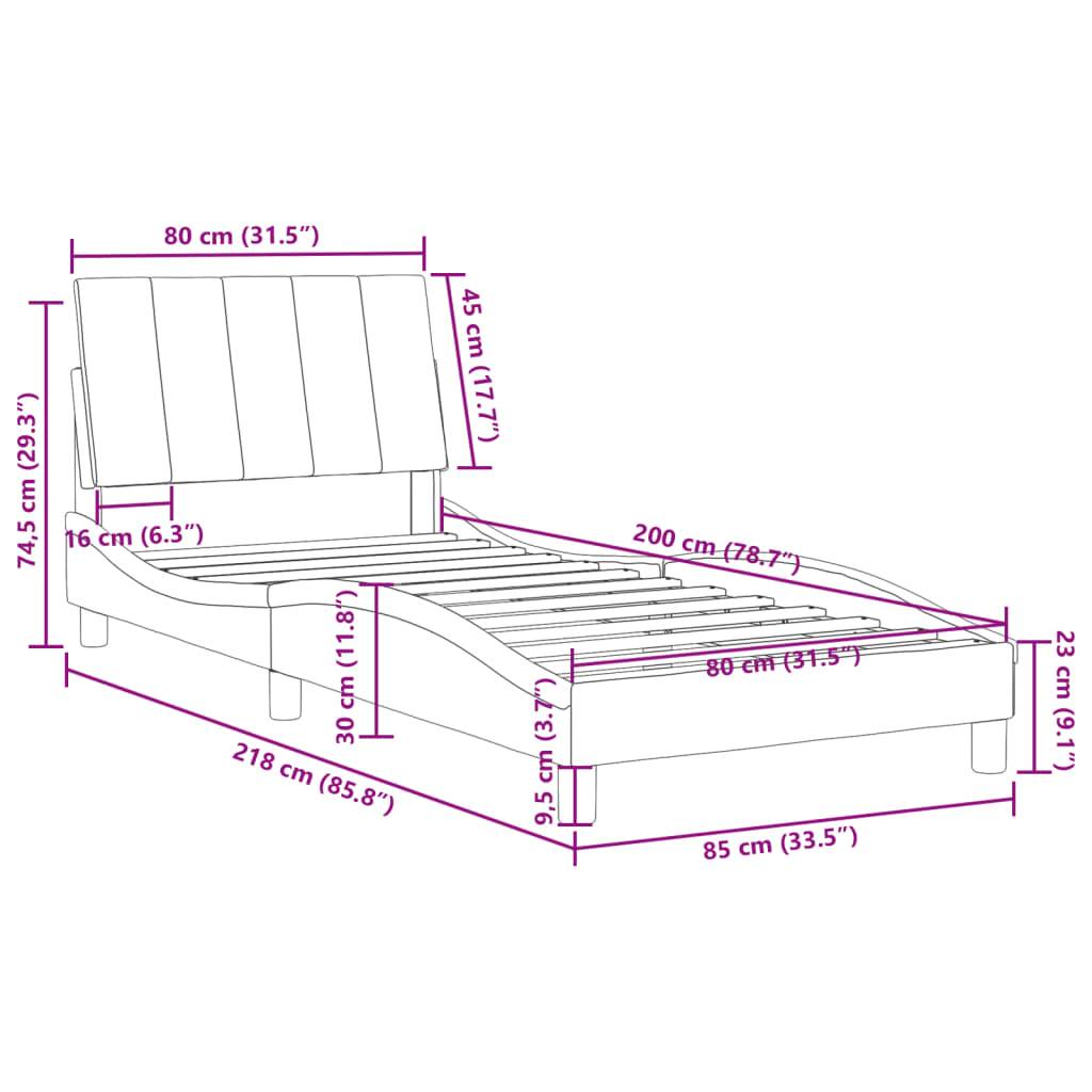 vidaXL Bettgestell ohne Matratze Dunkelgrau 80x200 cm Samt