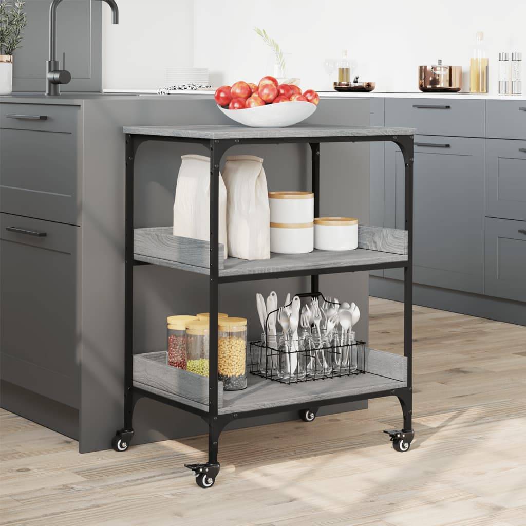 vidaXL Küchenwagen Grau Sonoma 60x41x80,5 cm Holzwerkstoff